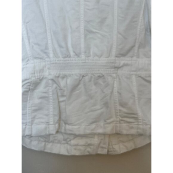 Ann Taylor Linen Cotton Blend White Zipper Front Denim Utility Jacket Size 8 - Picture 10 of 10